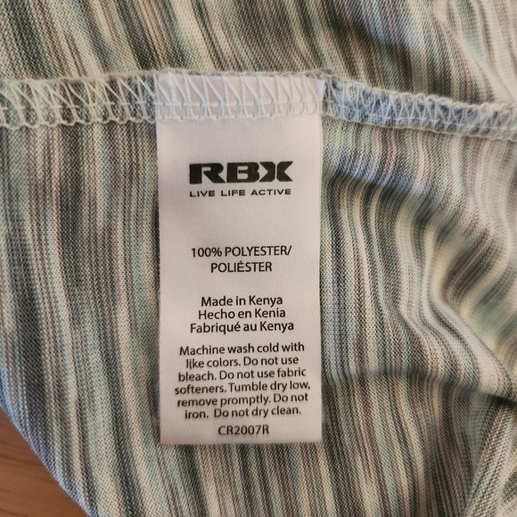 RBX Womens Pullover Shirt Blue Gray Short Sleeve V Neck Size M Workout Exercise - Picture 5 of 5